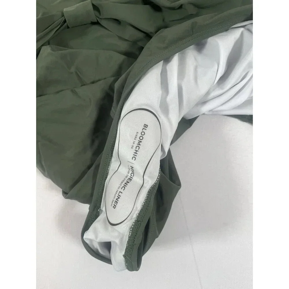 Bloomchic Solid Halter Mesh Insert Knotted Back One Piece Swimsuit Size 28 NWT - Picture 4 of 5